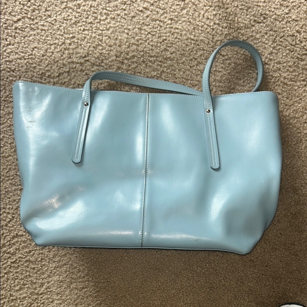 Massimo Light Blue Leather Tote